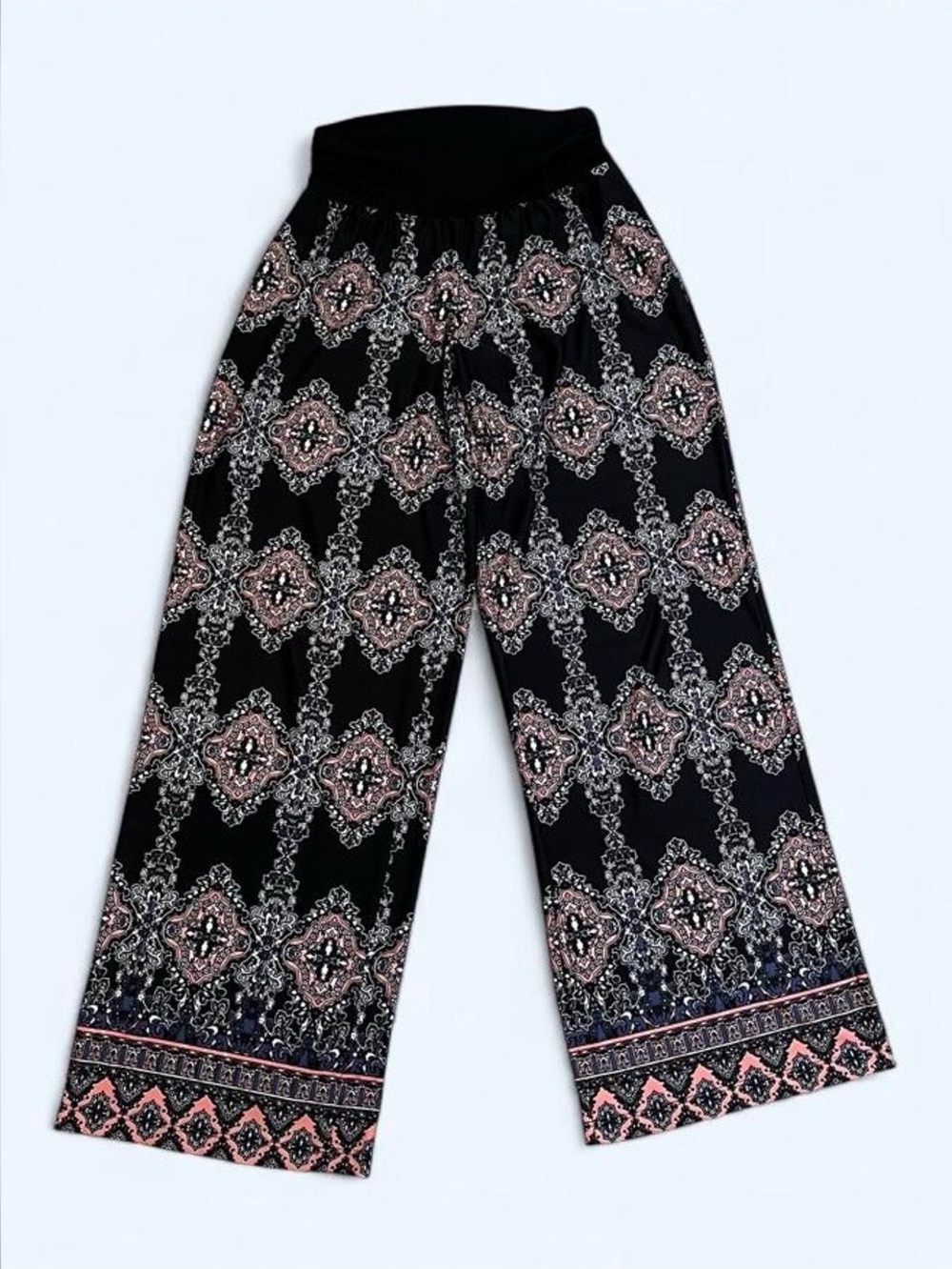 Alyx Small Black Coral Pink Blue Boho Festival Fairy Patterned Wide Leg Pants